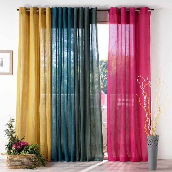 Voile med öljett 140 x 280 cm linneeffekt Zazy Blå