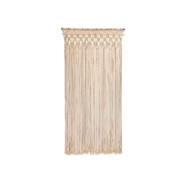 Macramé bomull flätad dörrgardin - ecru färg - 90 x 200 cm - Morel Beige