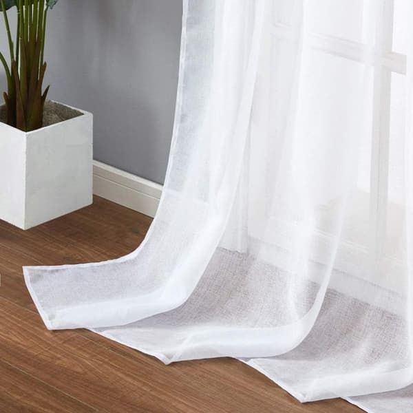 2ST Vit voile gardin - Gardinpaneler i vardagsrummet i tyll voile - 140x220 cm, vit, med öljetter - för heminredning i sovrummet