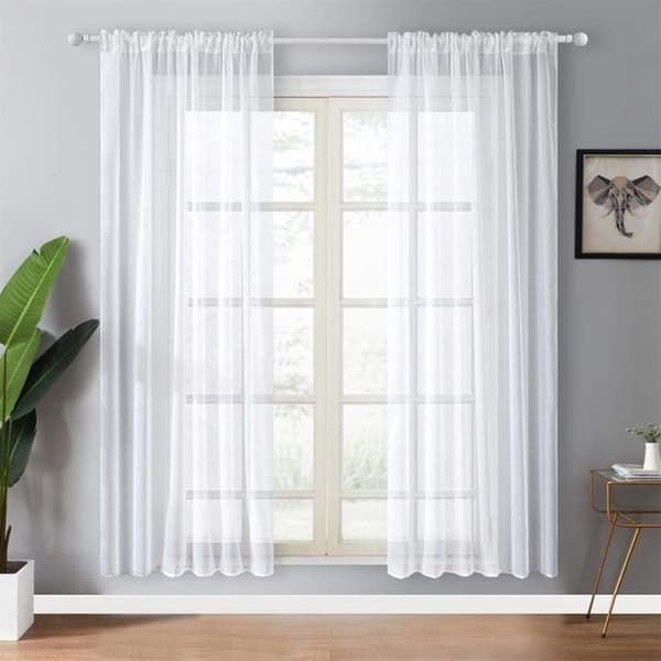 2ST Vit voile gardin - Gardinpaneler i vardagsrummet i tyll voile - 140x220 cm, vit, med öljetter - för heminredning i sovrummet