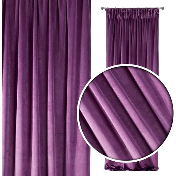 Eurofirany Gardiner, polyester, mörklila, 140 x 270 cm - 315130