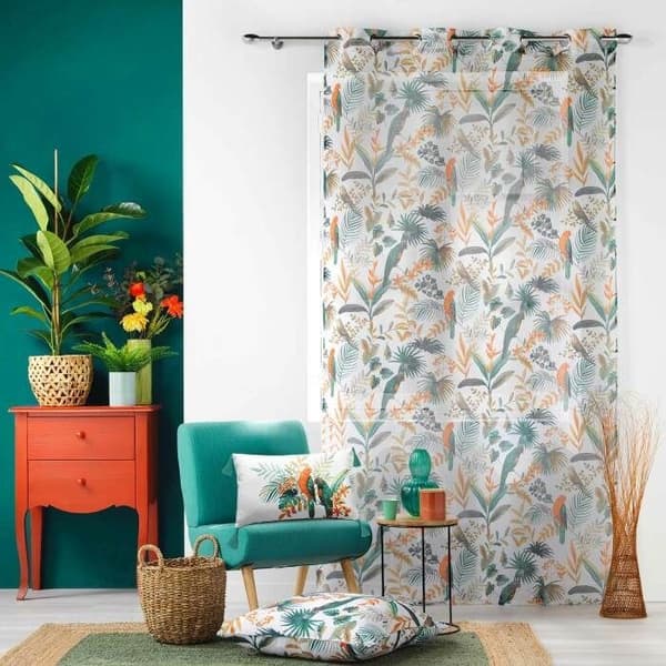 Voile gardin med öljetter - PARIS PRIX - panis - 140x240cm - Vit - Syntet - Andra mönster