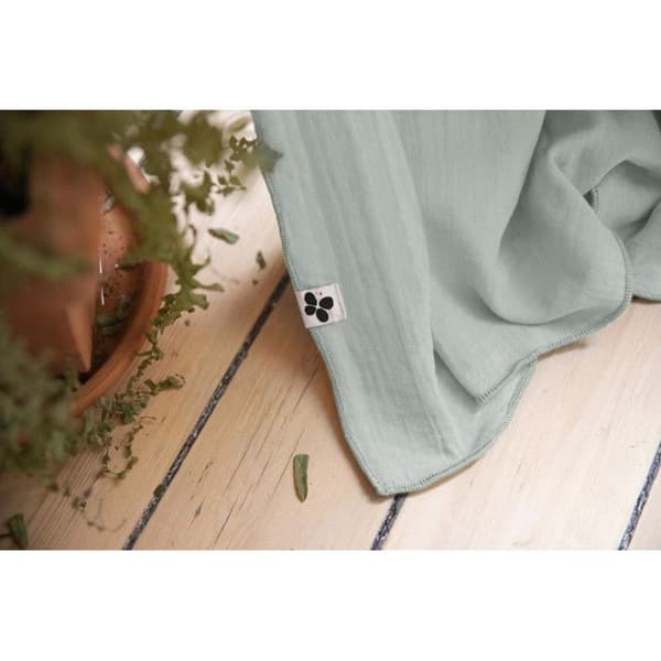 Set med 2 justerbara gardiner + 8 klämringar "Gaîa" 140 x 300 cm "Cotton Gauze" - Gaïa Eucalyptus