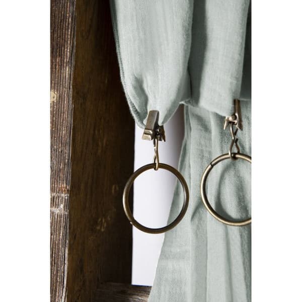 Set med 2 justerbara gardiner + 8 klämringar "Gaîa" 140 x 300 cm "Cotton Gauze" - Gaïa Eucalyptus
