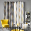 Miniatyrbild 4 av 4: EYELET GARDIN 140 x 260 CM ONDULYS TRYCKT POLYESTER GUL/VIT