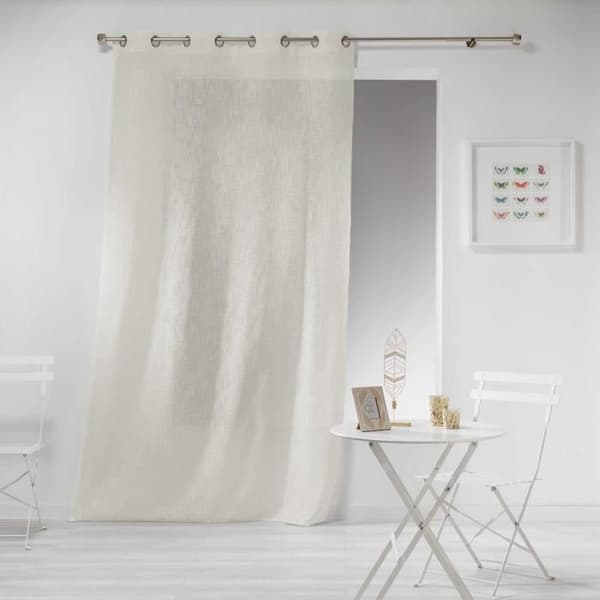 Genomföringspanel 140 x 240 cm naturlig haltona vävd linneeffekt
