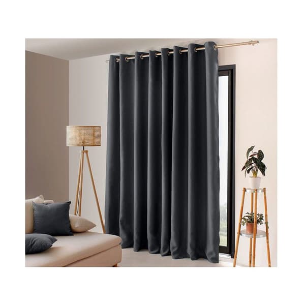 Mörkläggningsgardin - OBSKUR - 300 x 240 cm - Mörkgrå - 100% polyester - Metallöglor