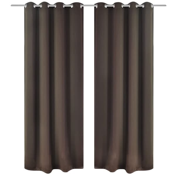 Mörkläggningsgardiner med metallringar 2 st 135 x 245 cm brun