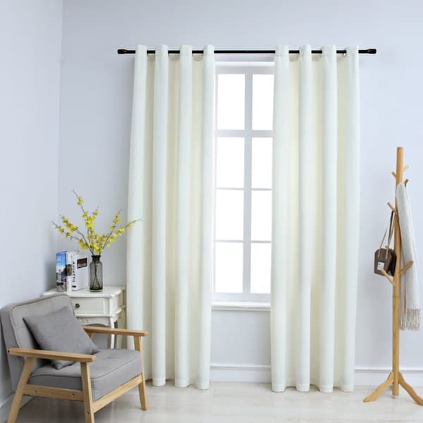 Mörkläggningsgardiner med ringar 2st gräddvit sammet 140x245 cm
