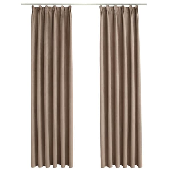 Mörkläggningsgardiner med krokar 2 st taupe 140x175 cm