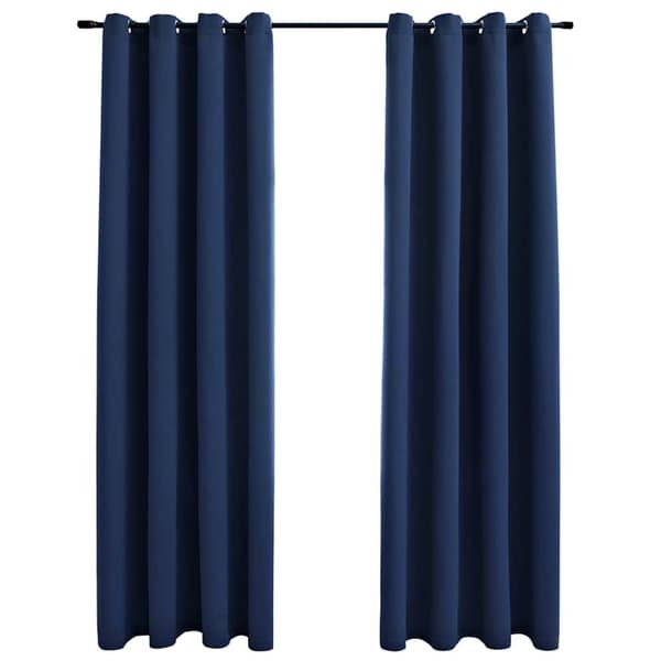 Mörkläggningsgardiner med metallringar 2 st blå 140x225 cm