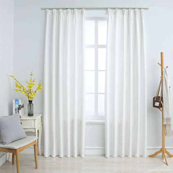 Mörkläggningsgardiner med krokar 2 st gråvit 140x245 cm