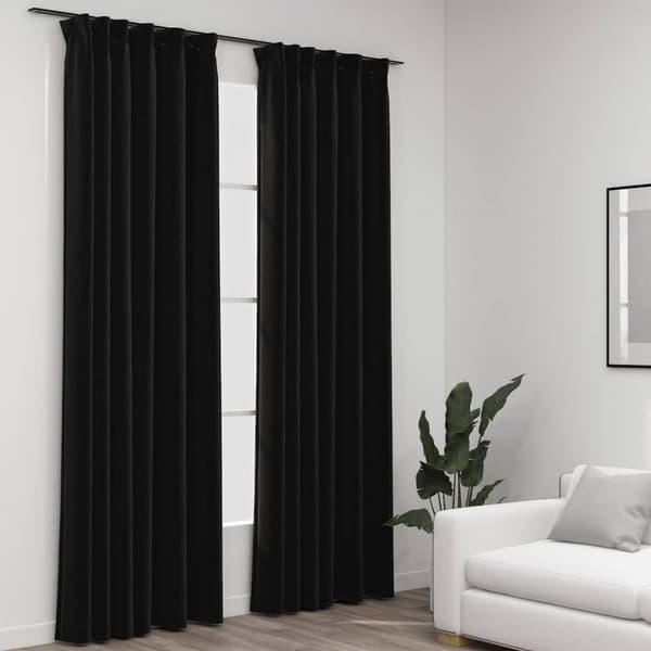 Mörkläggningsgardiner med krokar 2 st antracit 140x225 cm
