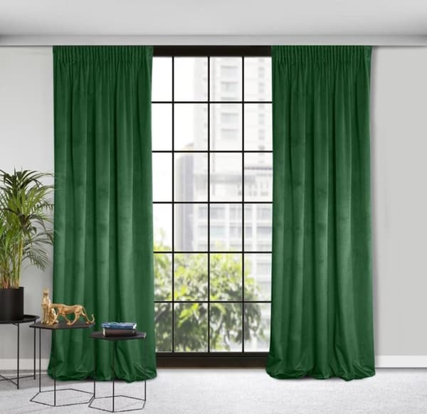 FÄRDIG GARDIN D91 DEW PÅ TEJP 140 X 270 CM MÖRKGRÖN