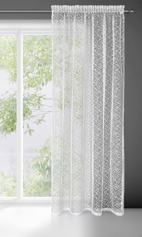 KLARGAVET GARDIN AMANDA PÅ TAPE 140 X 270 CM HVID