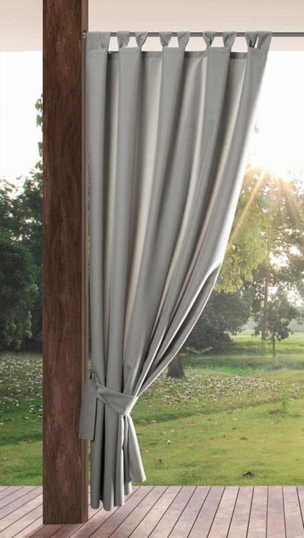 TRÄDGÅRD FÄRDIG GARDIN MED REMM 155 X 240 CM SILVER