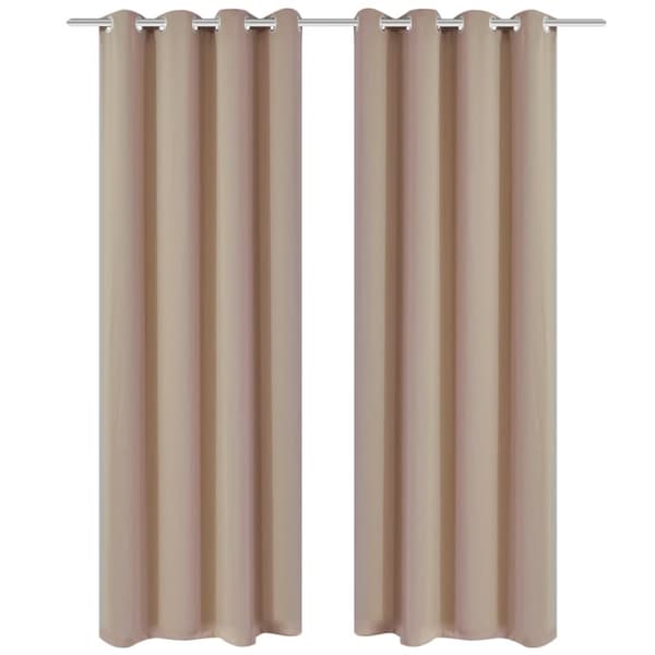 Mörkläggningsgardiner 2 st med öljetter 135x175 cm gräddvit