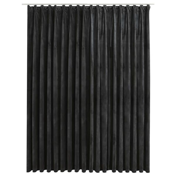 Mörkläggningsgardin med krokar sammet antracit 290x245 cm