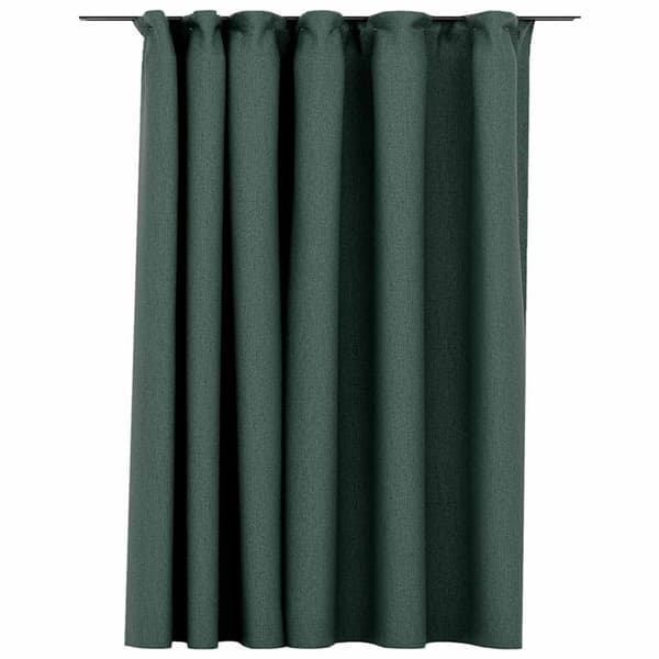 Mörkläggningsgardin med krokar linnelook grön 290x245 cm
