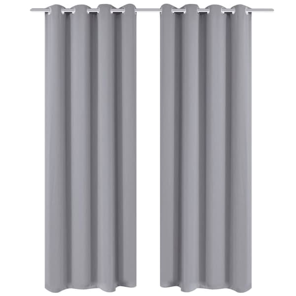 Mörkläggningsgardiner med metallringar 2 st 135 x 245 cm grå