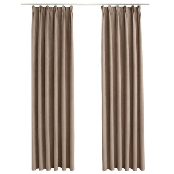 Mörkläggningsgardiner med krokar 2 st taupe 140x245 cm