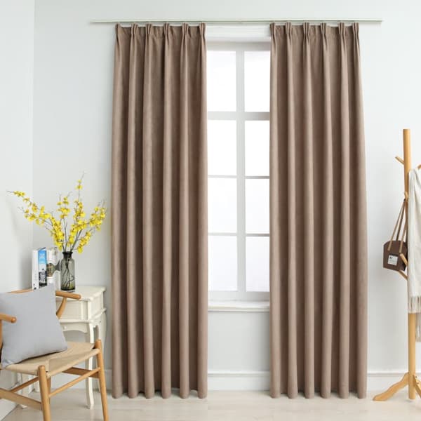Mörkläggningsgardiner med krokar 2 st taupe 140x245 cm