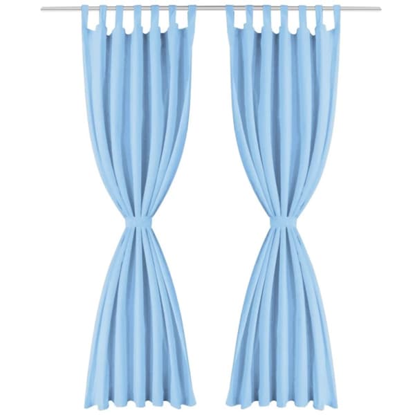 Gardiner i microsatin 2 st med öglor 140x225 cm turkos