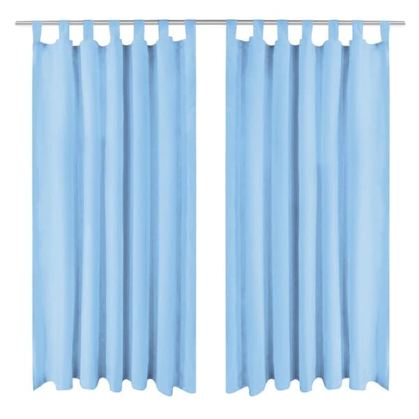Gardiner i microsatin 2 st med öglor 140x225 cm turkos