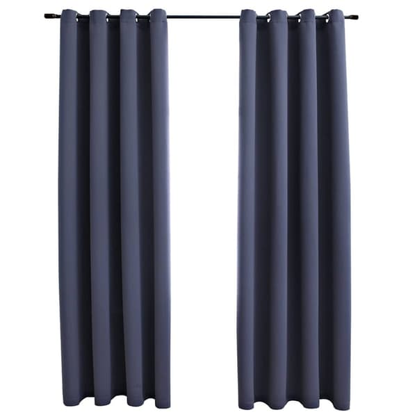 Mörkläggningsgardiner med metallringar 2 st antracit 140x225 cm