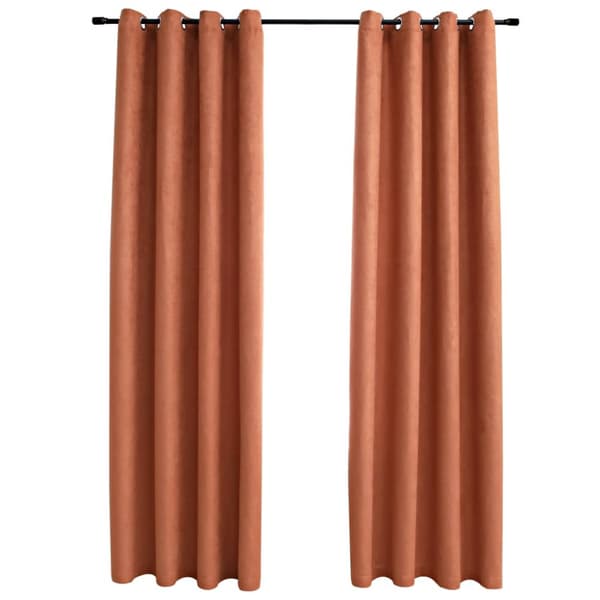 Mörkläggningsgardiner med metallringar 2 st rost 140x225 cm