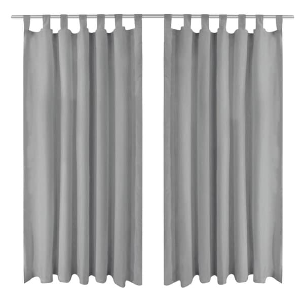 Gardiner i microsatin 2 st med öglor 140x225 cm grå