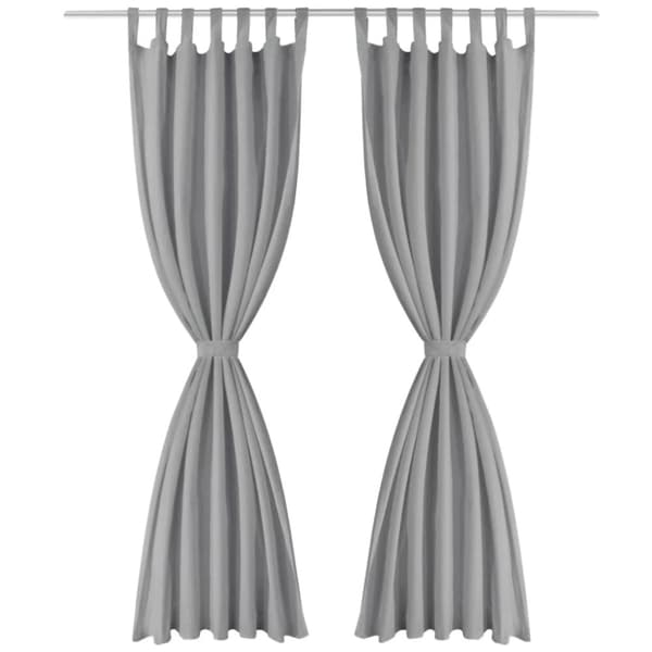 Gardiner i microsatin 2 st med öglor 140x245 cm grå