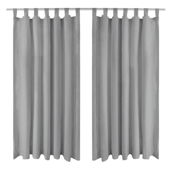 Gardiner i microsatin 2 st med öglor 140x245 cm grå