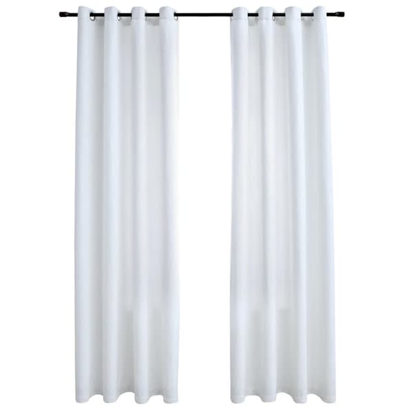 Mörkläggningsgardiner med metallringar 2 st gråvit 140x175 cm