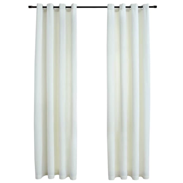 Mörkläggningsgardiner med ringar 2 st gräddvit sammet 140x175 cm