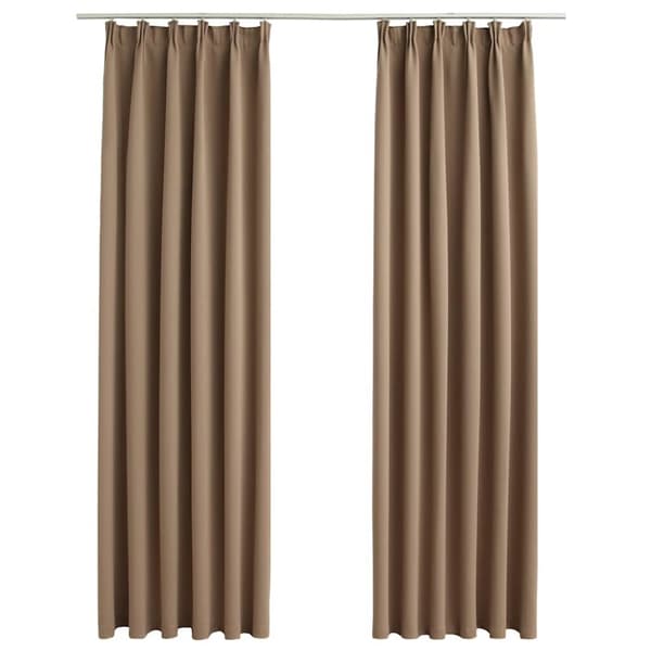 Mörkläggningsgardiner med krokar 2 st taupe 140x175 cm