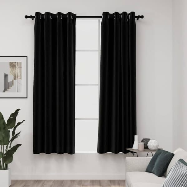 Mörkläggningsgardin linnelook 2 st antracit 140x175cm