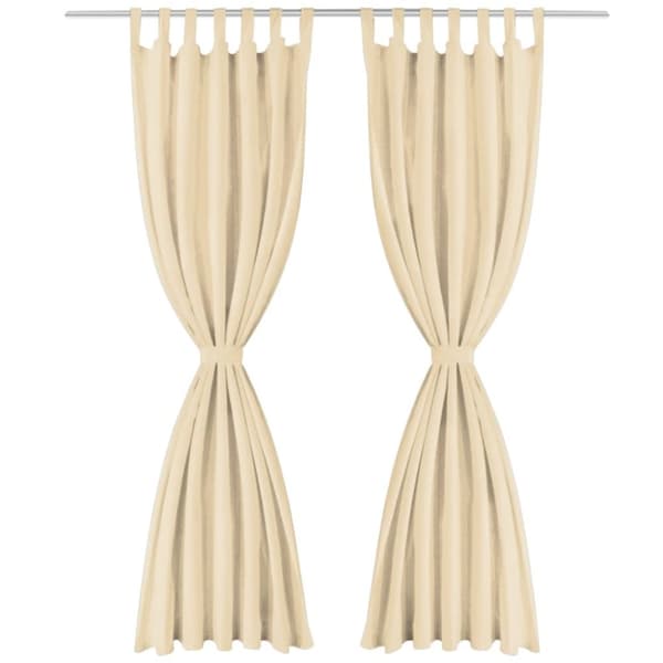 Gardiner i microsatin 2 st med öglor 140x225 cm beige