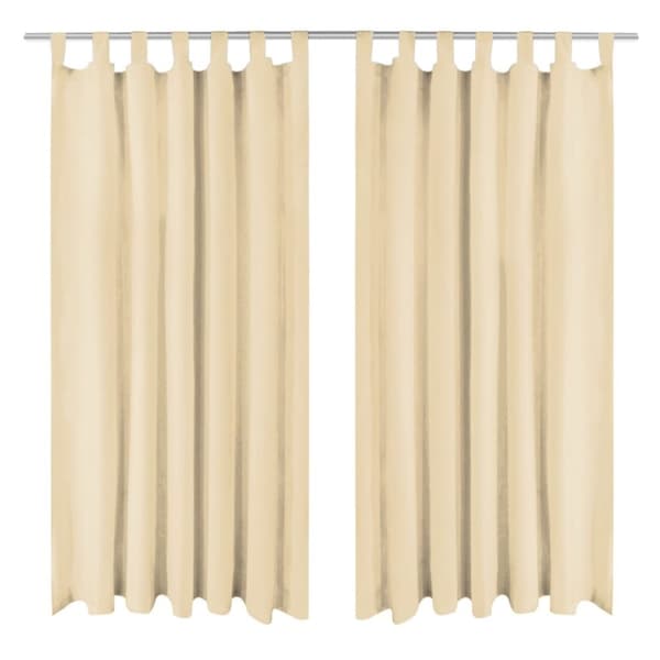 Gardiner i microsatin 2 st med öglor 140x225 cm beige