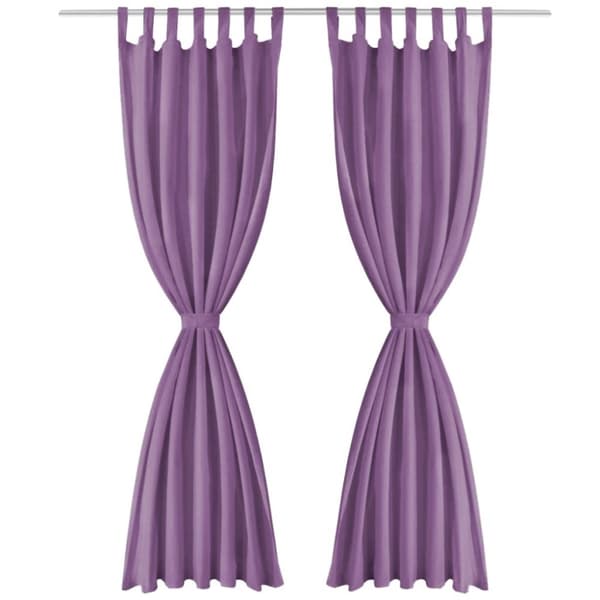 Gardiner i microsatin 2 st med öglor 140x225 cm lila