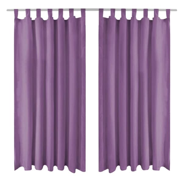 Gardiner i microsatin 2 st med öglor 140x225 cm lila