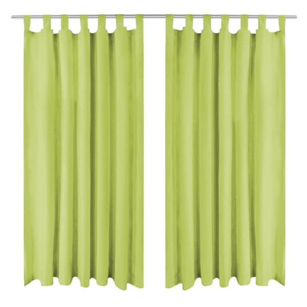 Gardiner i microsatin 2 st med öglor 140x225 cm grön