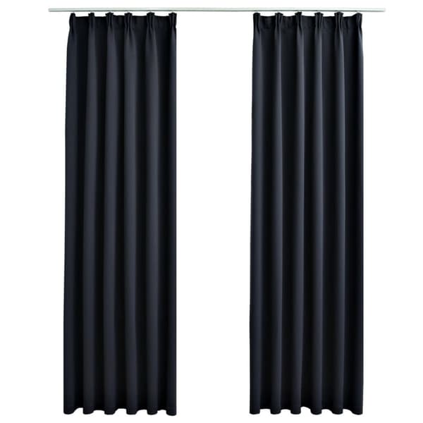 Mörkläggningsgardiner med krokar 2 st antracit 140x225 cm