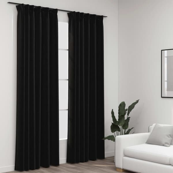 Mörkläggningsgardiner med krokar 2 st antracit 140x245 cm