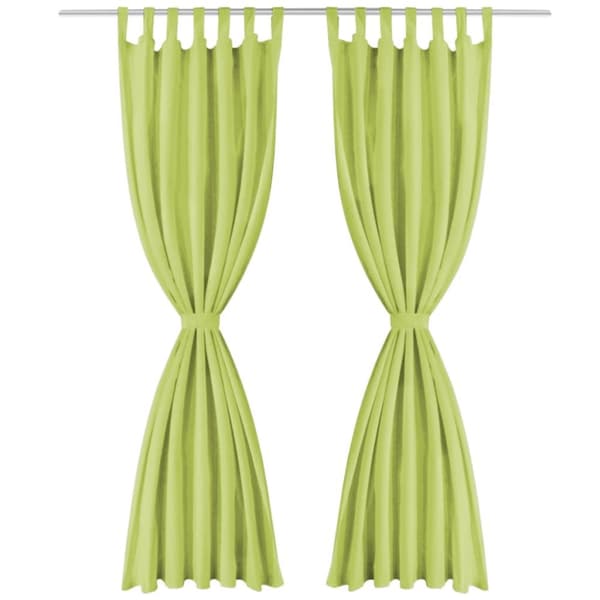 Gardiner i microsatin 2 st med öglor 140x175 cm grön