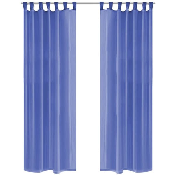 Gardiner i voile 2 st 140x175 cm kungsblå