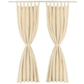 Miniatyrbild 2 av 2: Gardiner i microsatin 2 st med öglor 140x175 cm beige
