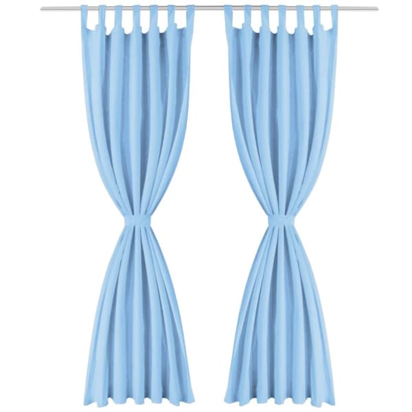 Gardiner i microsatin 2 st med öglor 140x175 cm turkos