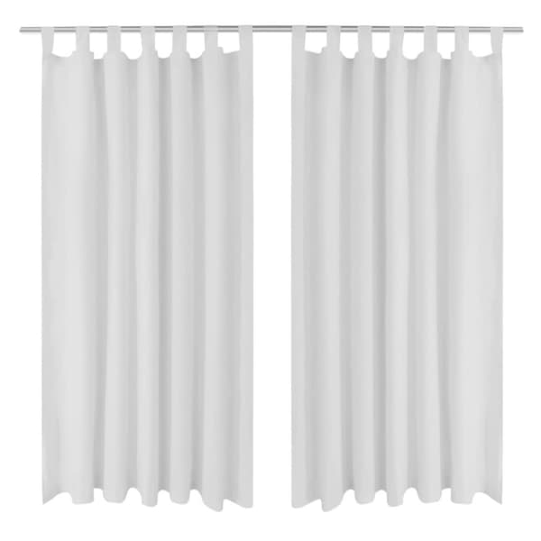 2-pack gardiner med öglor i vit microsatin 140 x 245 cm