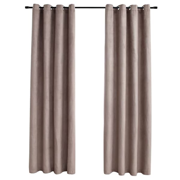 Mörkläggningsgardiner med metallringar 2 st taupe 140x175 cm